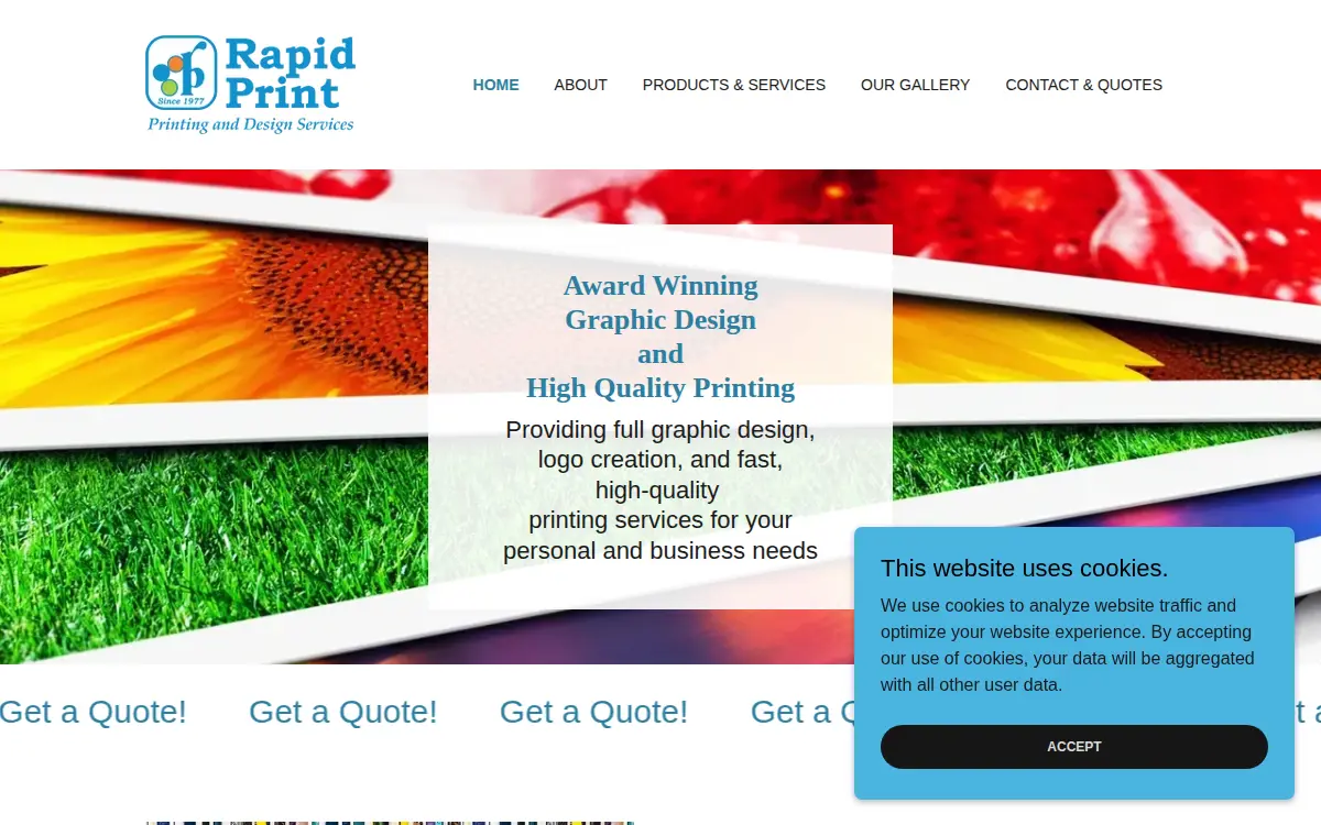 Homepage of Rapid Print, LLC