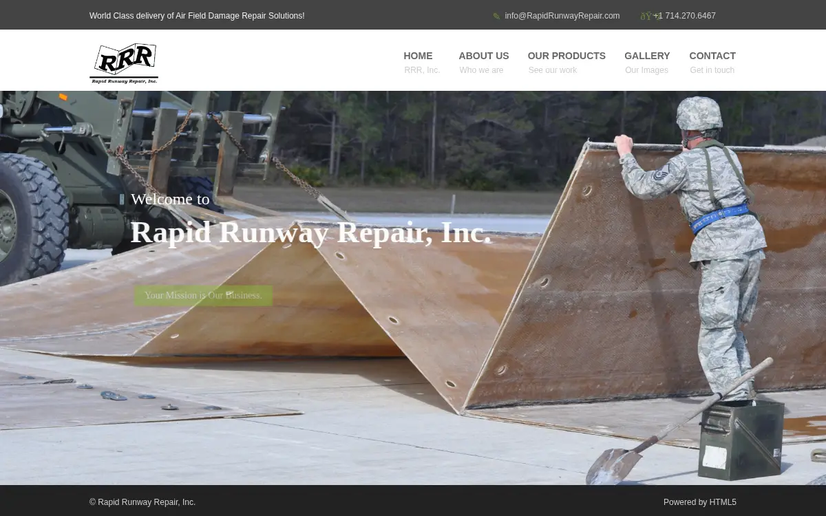 Homepage of Rapid Runway Repair INC.