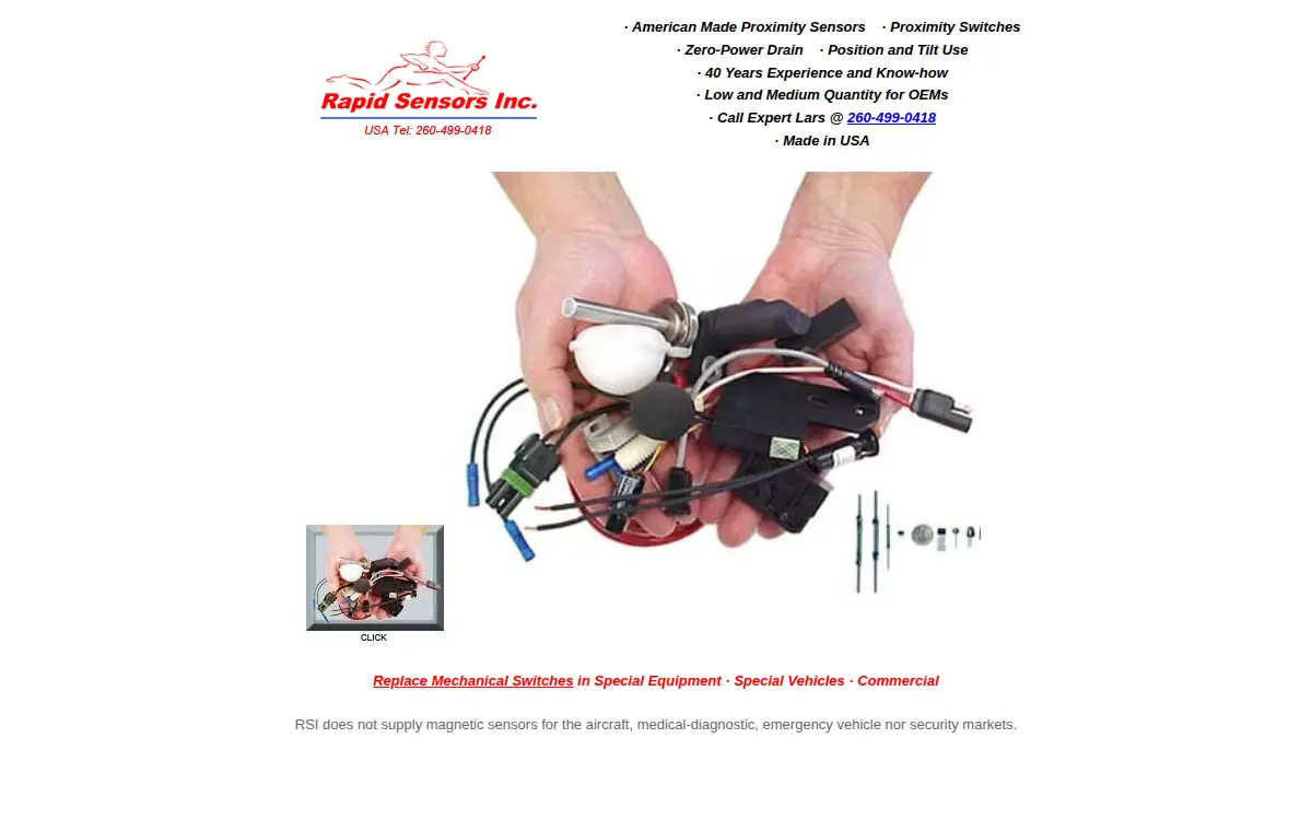 Homepage of Rapid Sensors, INC.