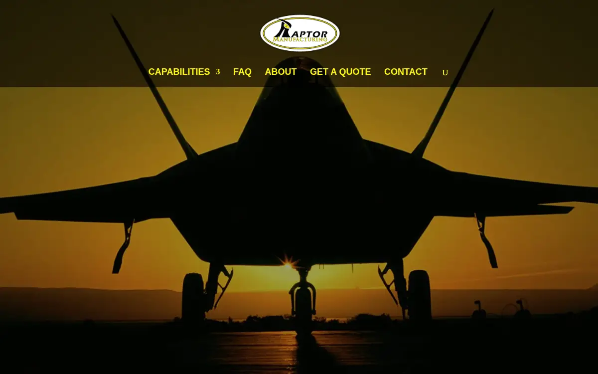 Homepage of Raptor Manufacturing Lc