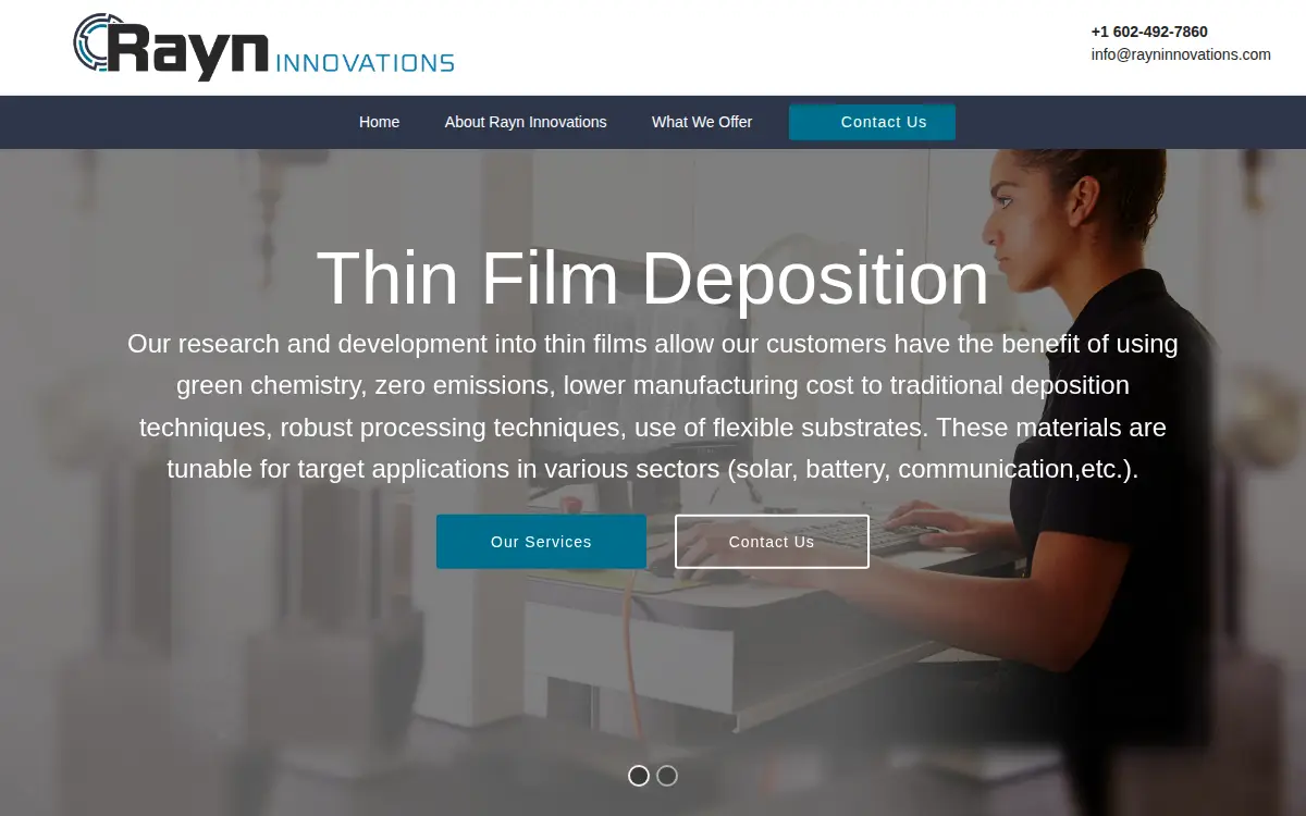 Homepage of Rayn Innovations, LLC