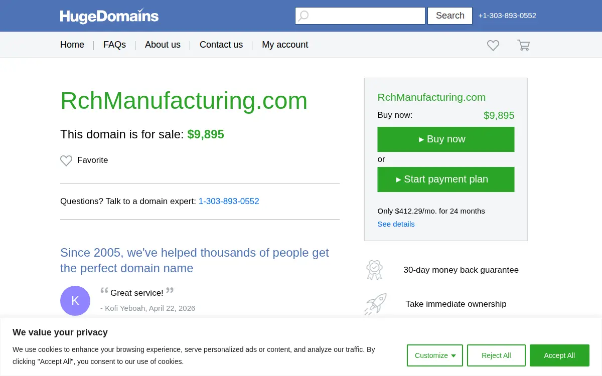 Homepage of Rch Manufacturing, LLC