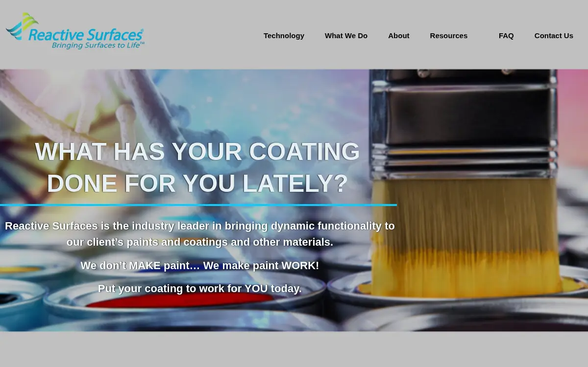Homepage of Reactive Surfaces, LTD. LLP