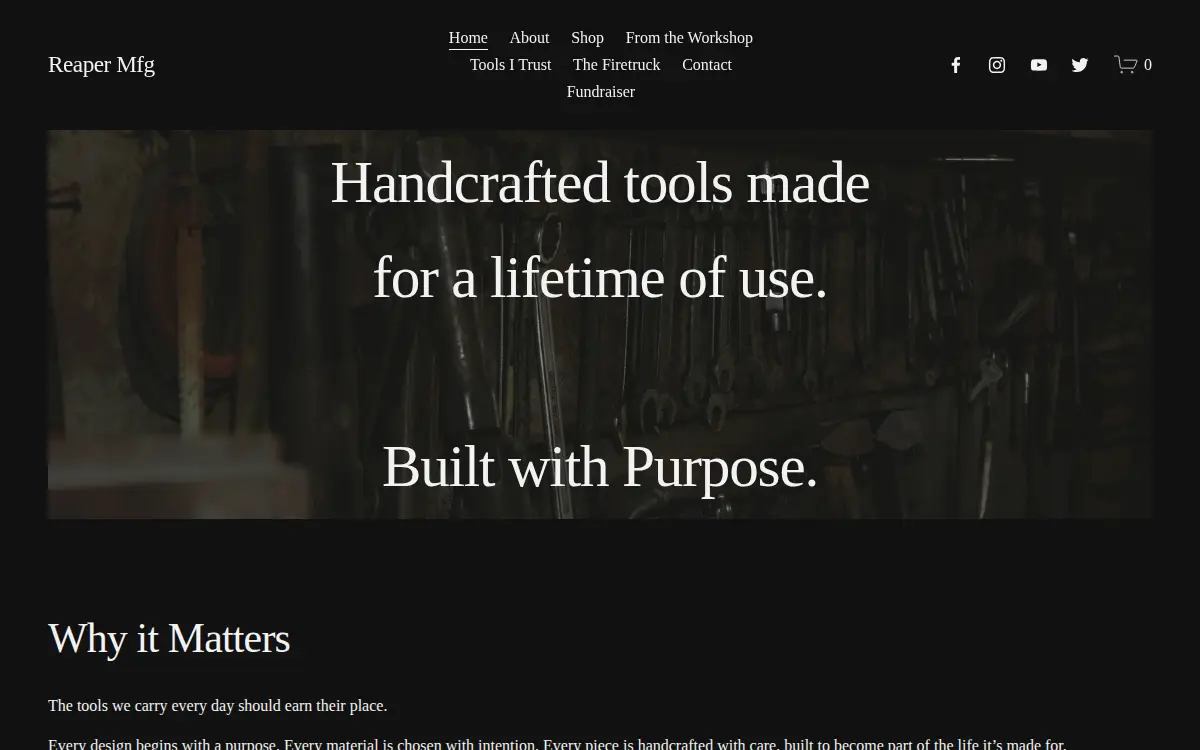 Homepage of Reaper Metalworks, LLC
