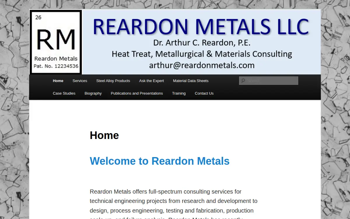 Homepage of Reardon Metals LLC