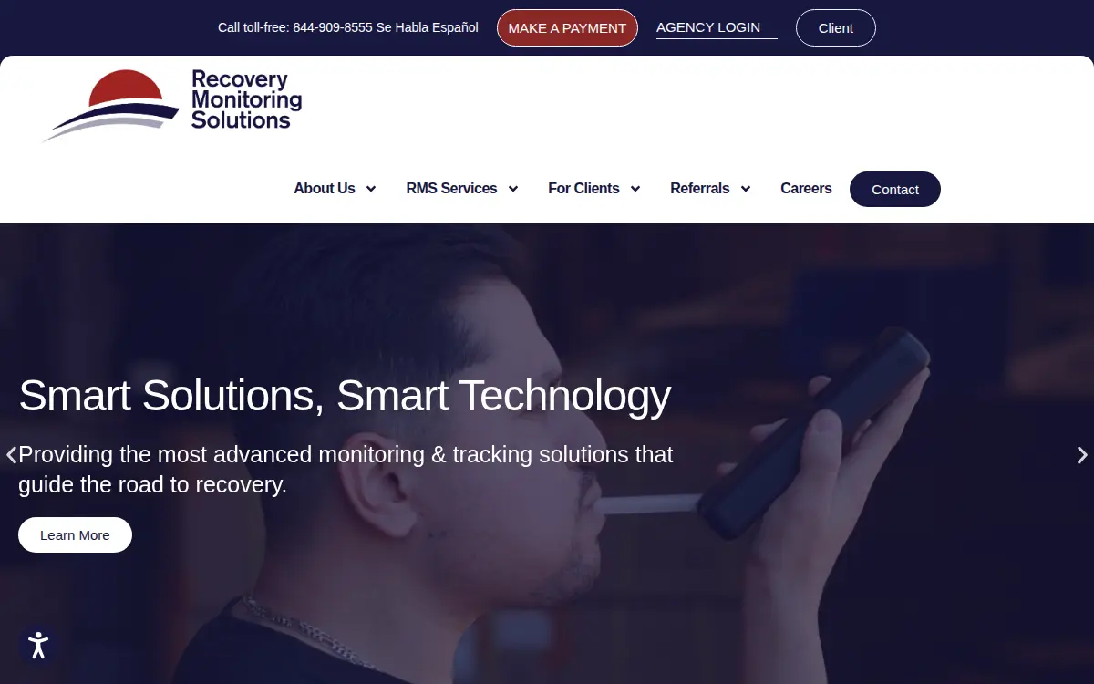Homepage of Recovery Monitoring Solutions, LLC