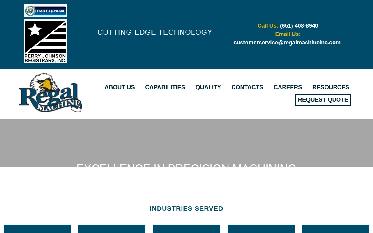 Homepage of Regal Machine, INC