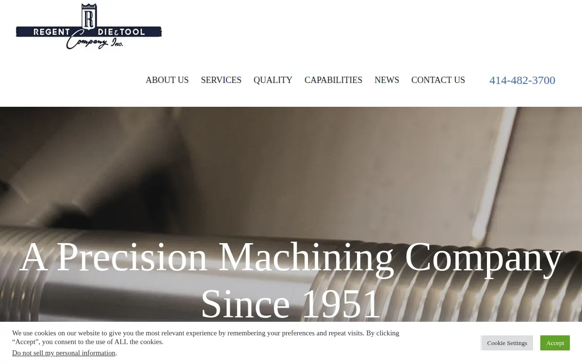 Homepage of Regent Die & Tool Co, INC