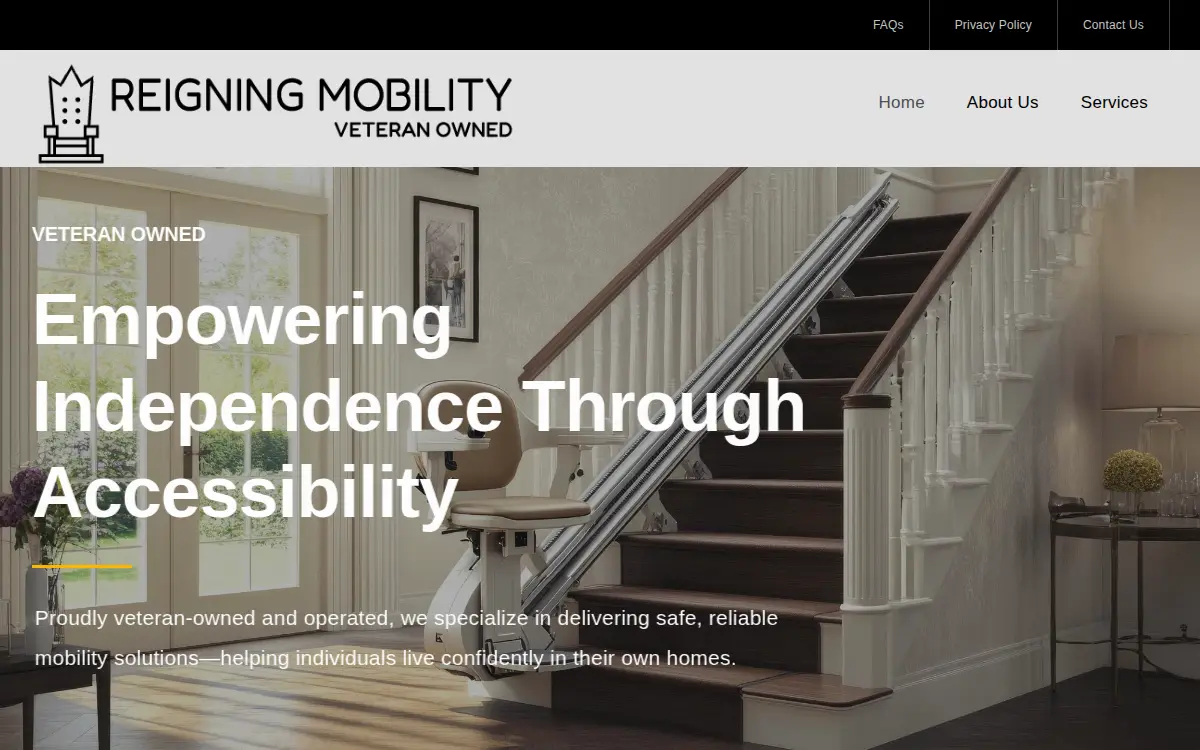 Homepage of Reigning Mobility LLC