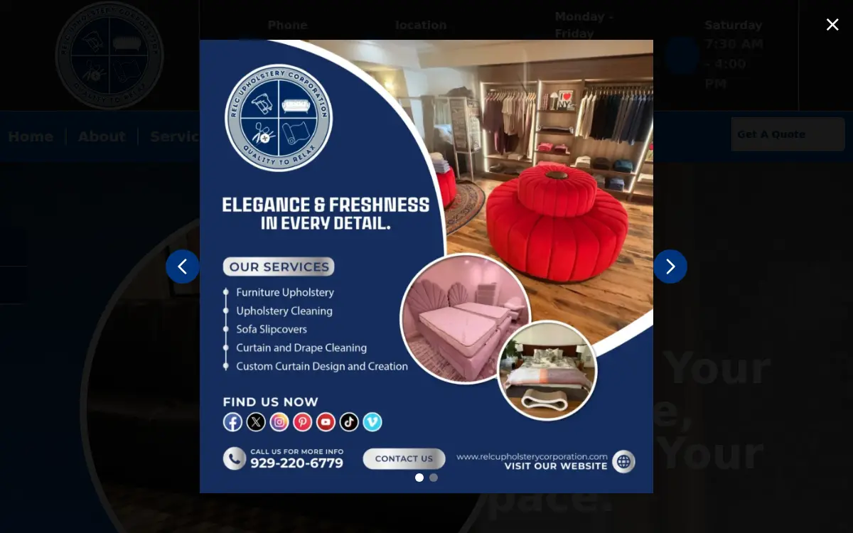 Homepage of Relc Upholstery CORP