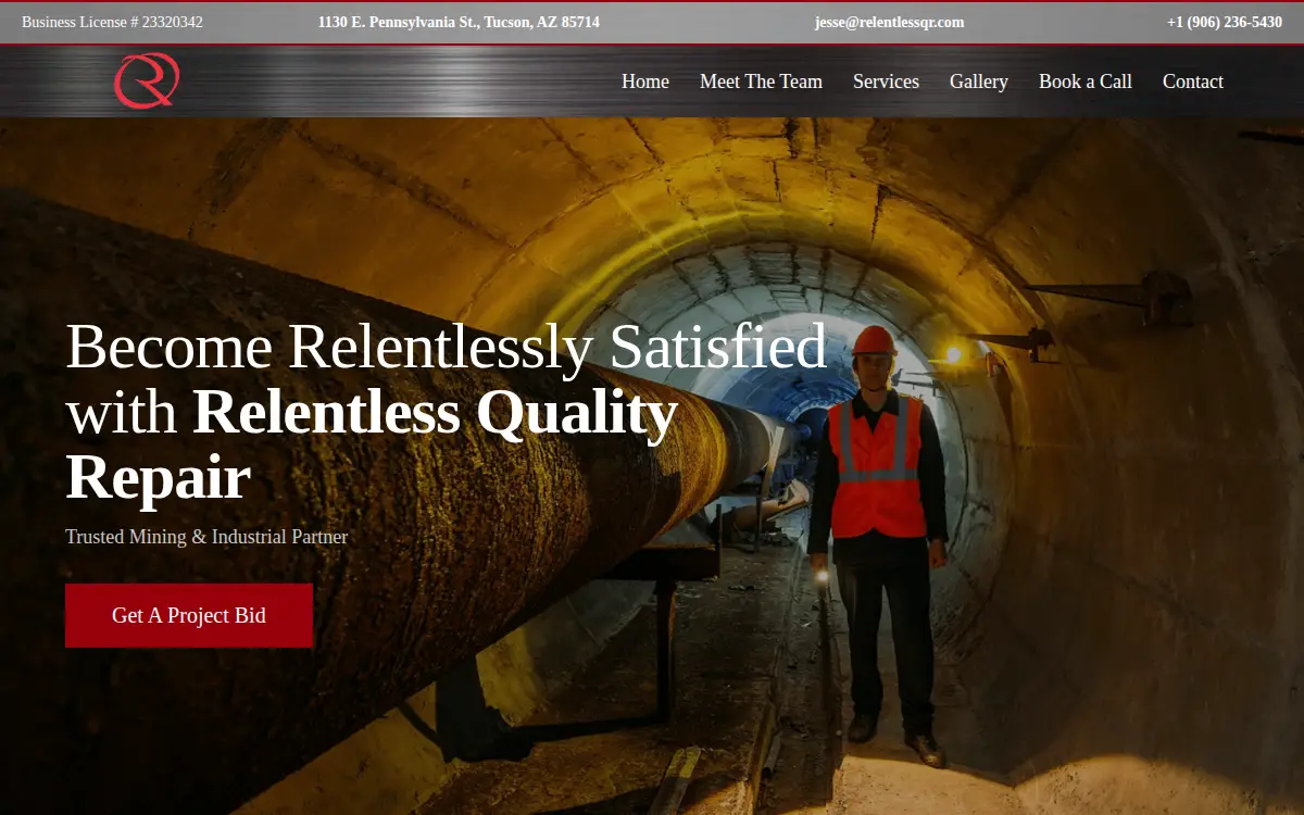 Homepage of Relentless Quality Repair, LLC