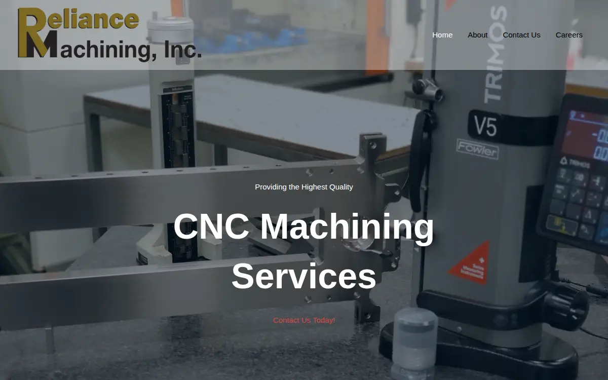 Homepage of Reliance Machining INC