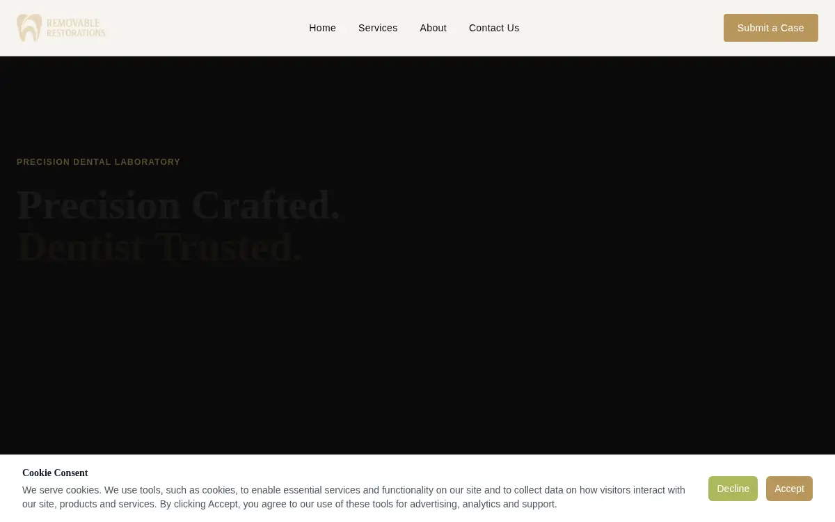 Homepage of Removable Restorations Dental Laboratory Pllc