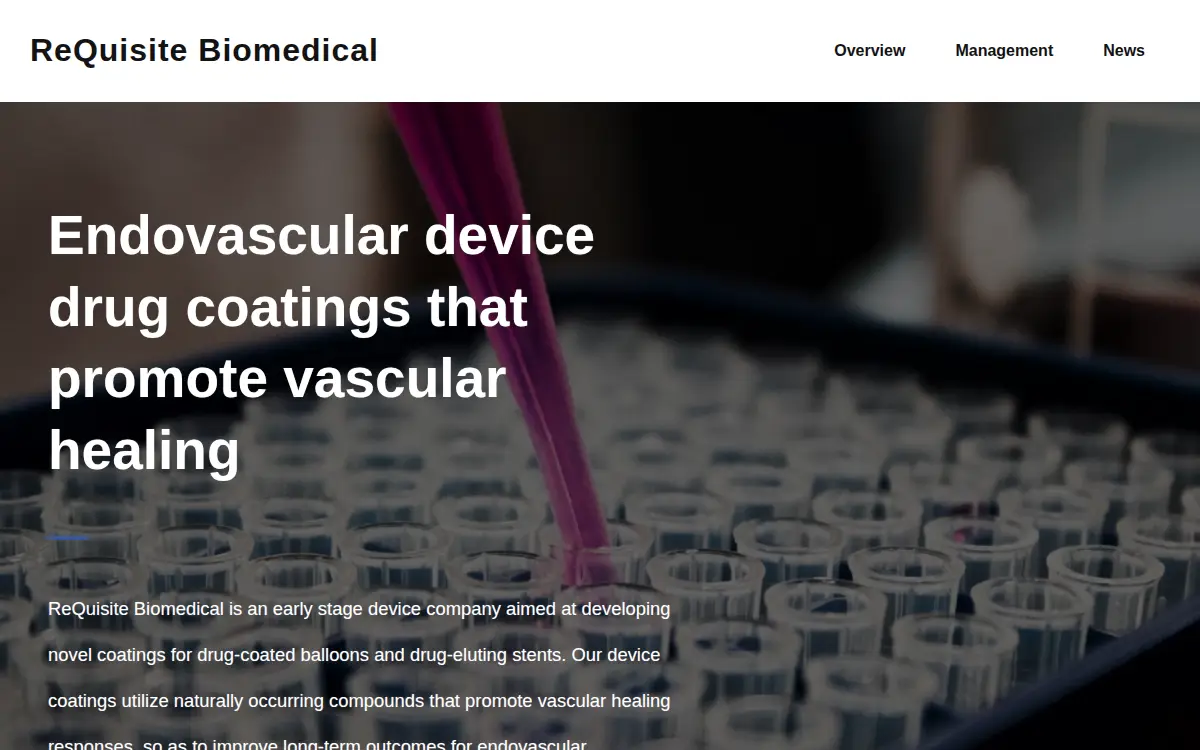 Homepage of Requisite Biomedical, LLC