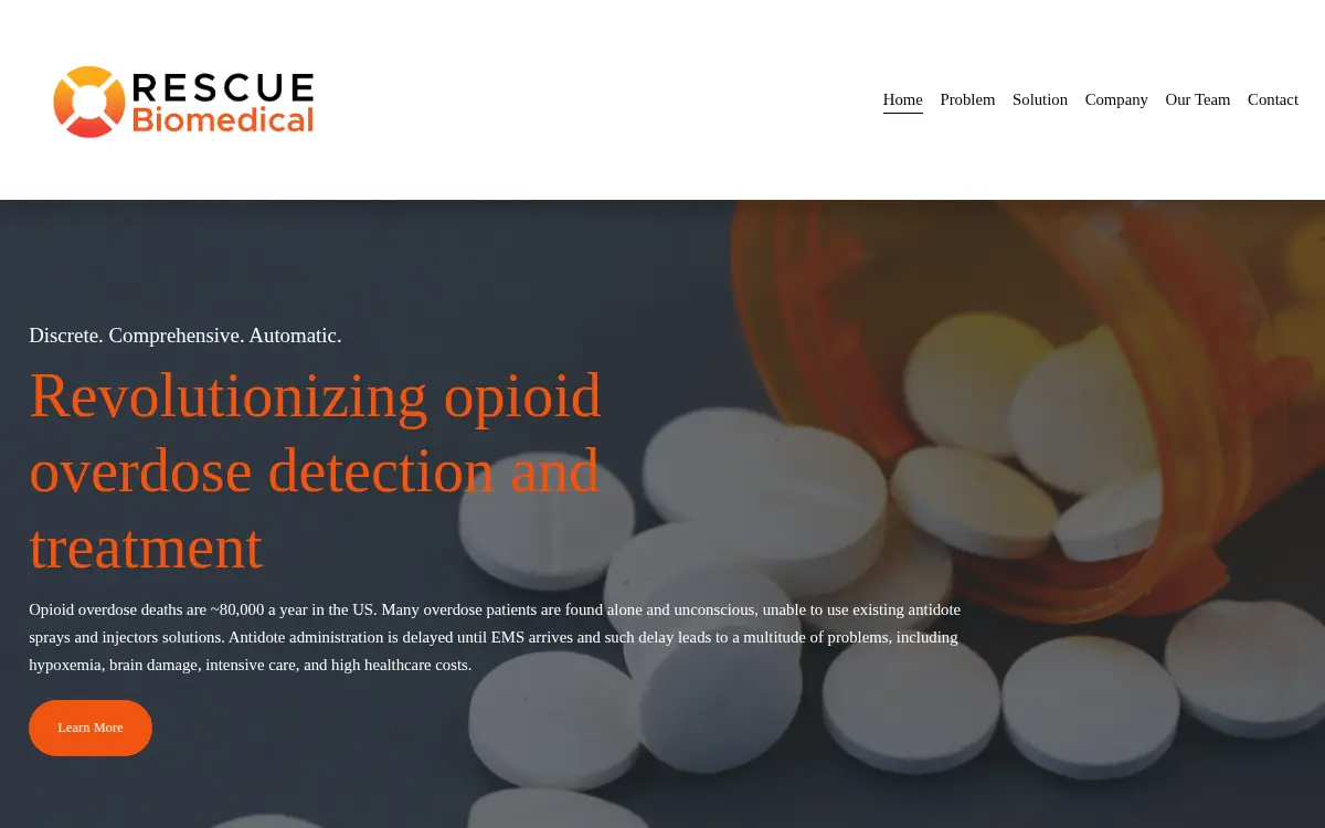 Homepage of Rescue Biomedical, LLC