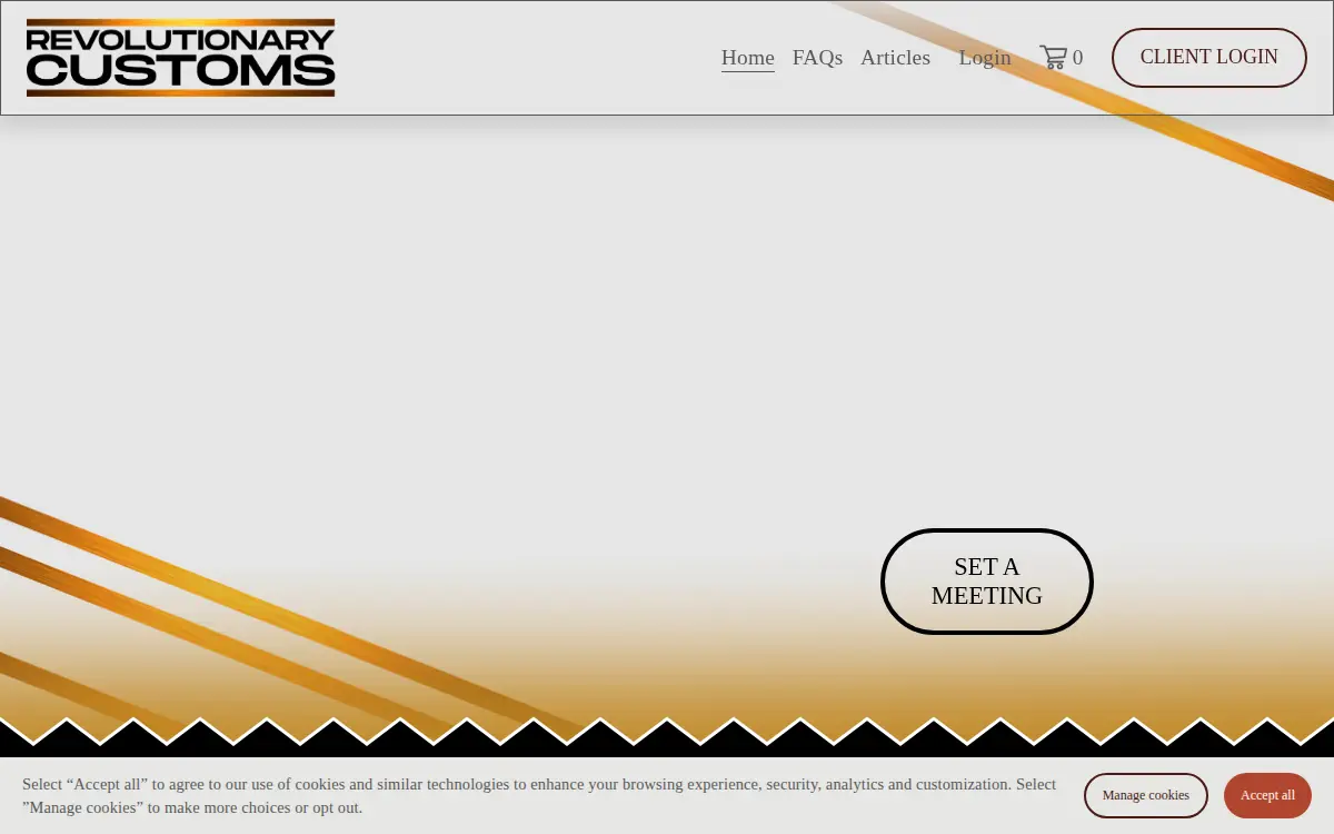 Homepage of Revolutionary Customs LLC