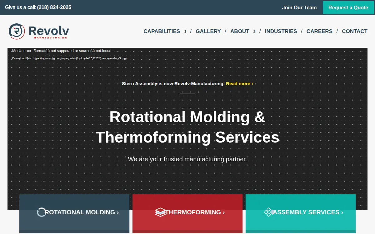 Homepage of Revolv Manufacturing, INC.