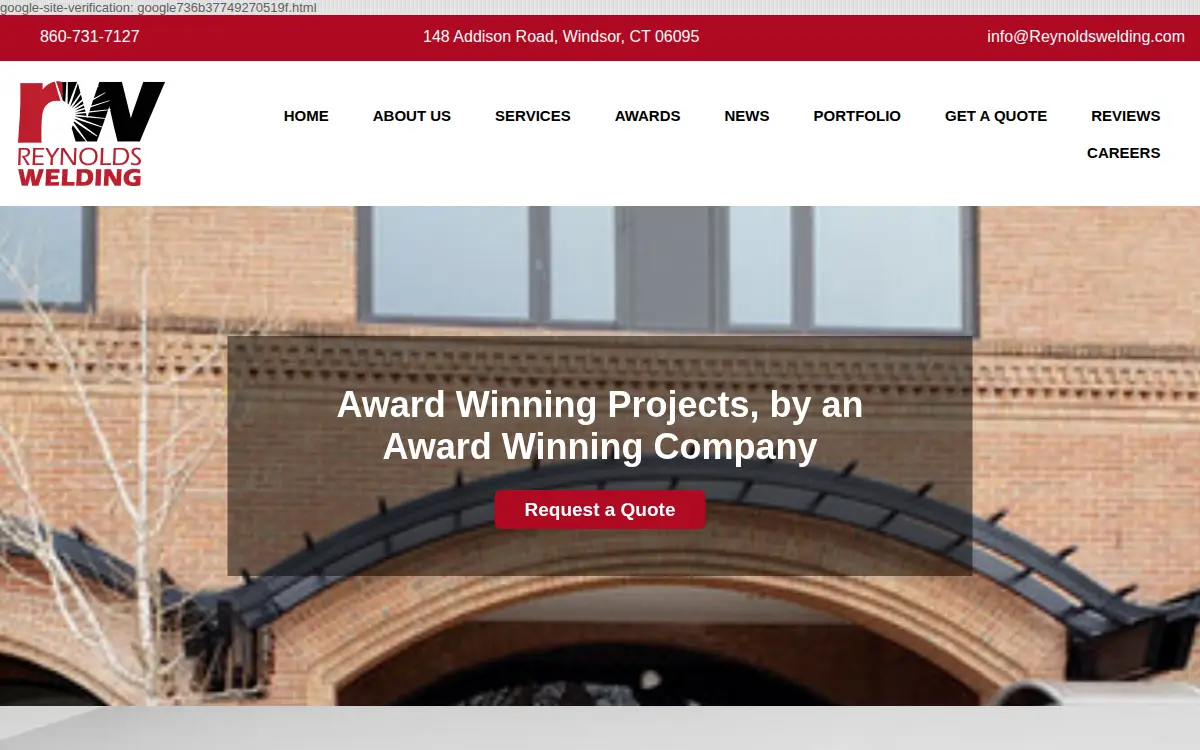 Homepage of Reynolds Welding & Fabrication LLC