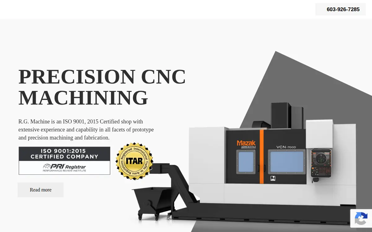 Homepage of R G Machine INC