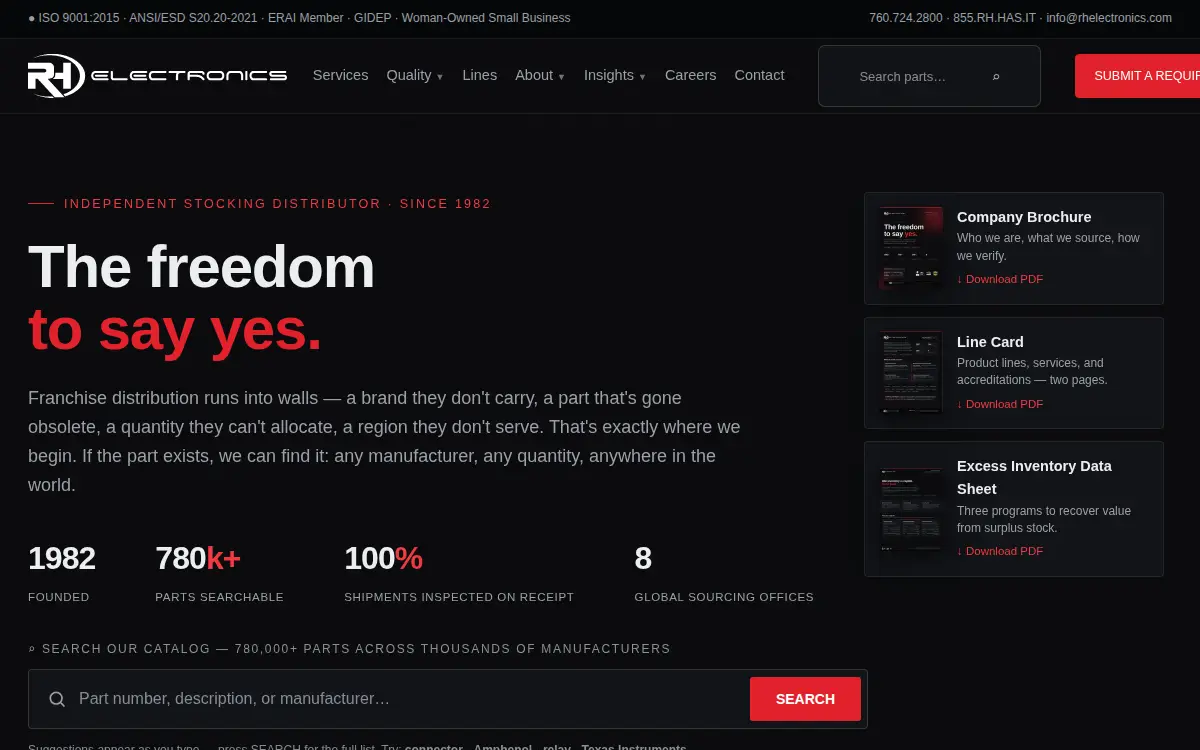 Homepage of Rh Electronics INC
