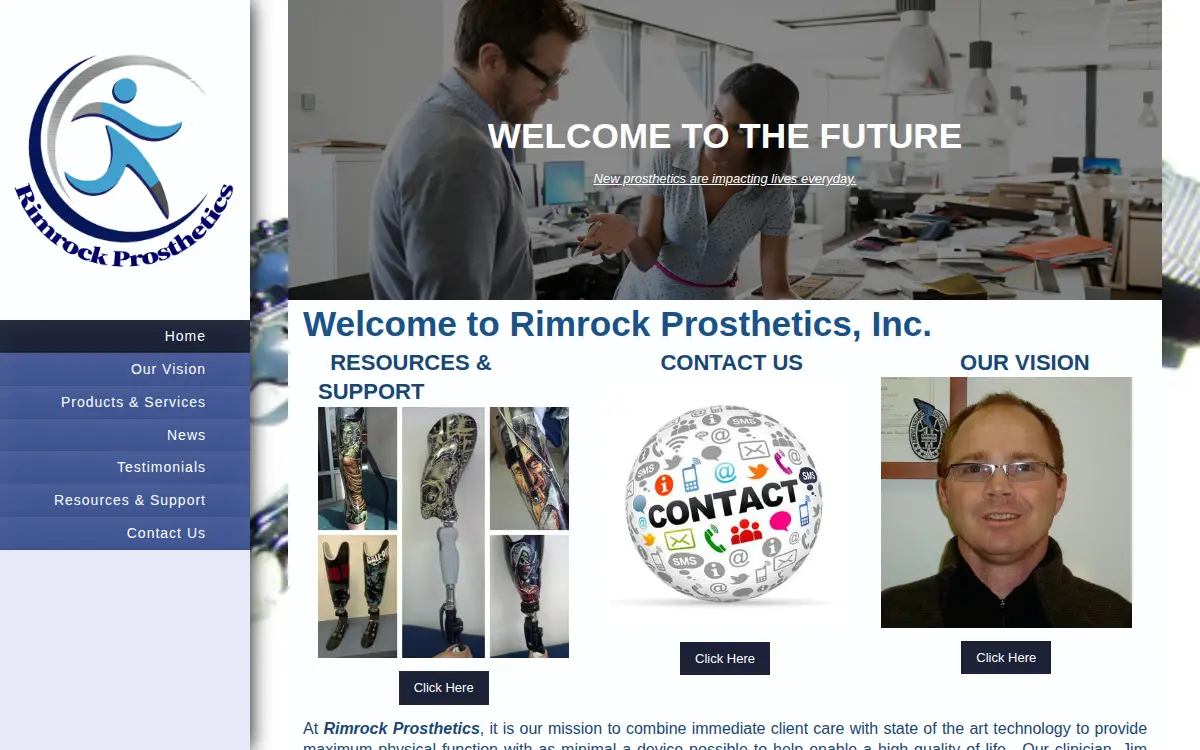 Homepage of Rimrock Prosthetics, INC.