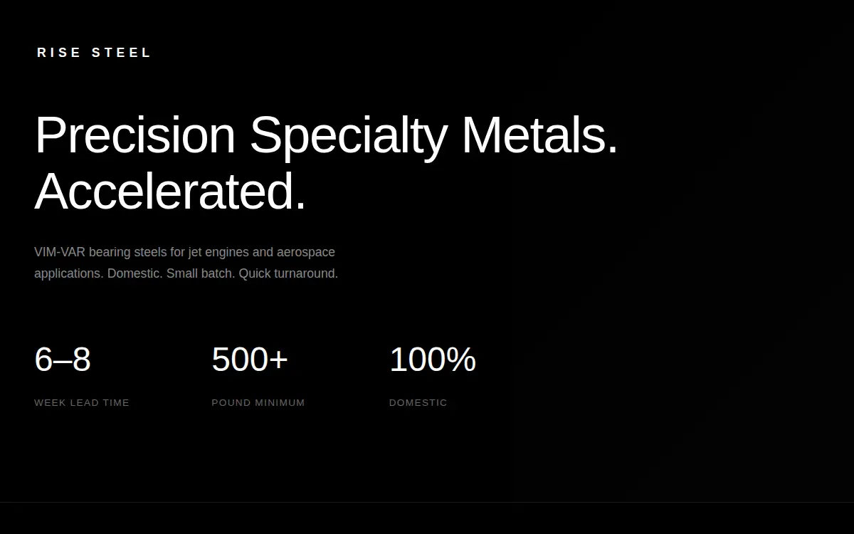 Homepage of Rise Steel LLC