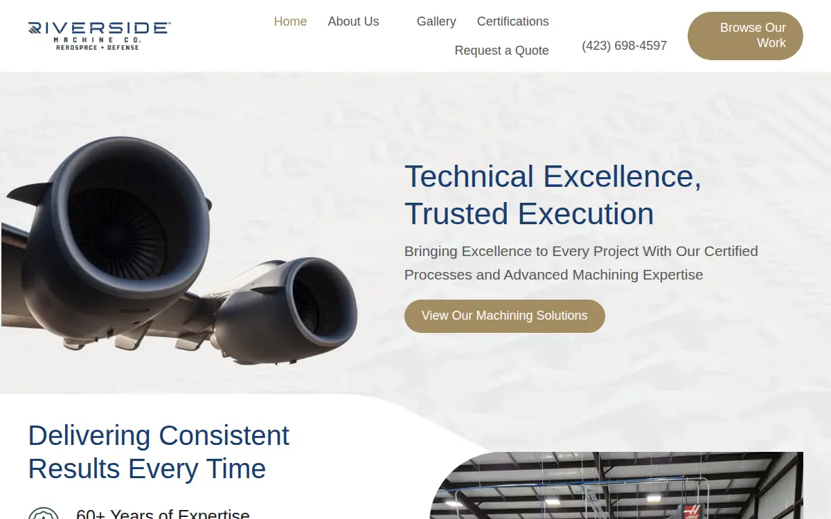 Homepage of Riverside Machine Company, INC.