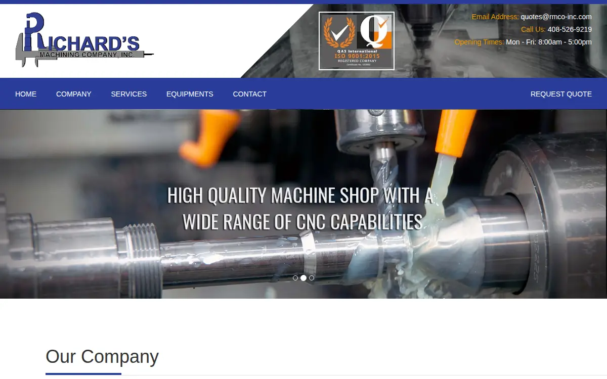 Homepage of Richards Machining CO INC
