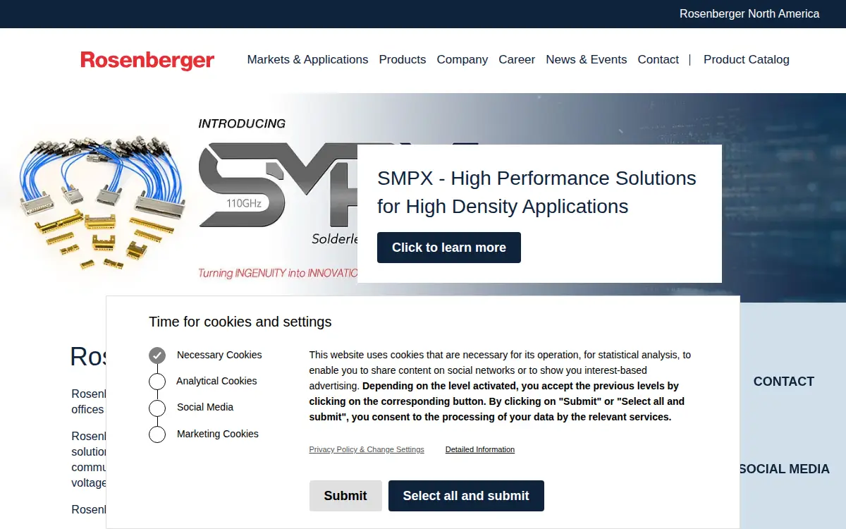 Homepage of Rosenberger North America Pennsauken, INC.