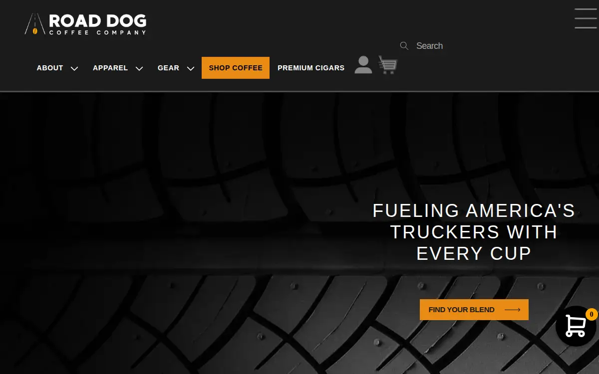 Homepage of Road Dog Coffee Company, LLC