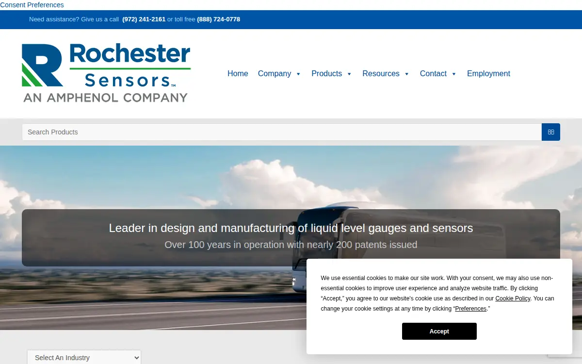 Homepage of Rochester Sensors, LLC