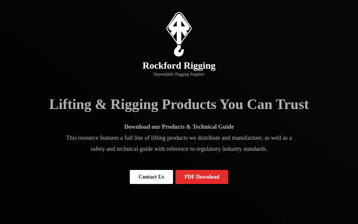 Homepage of Rockford Rigging, INC.