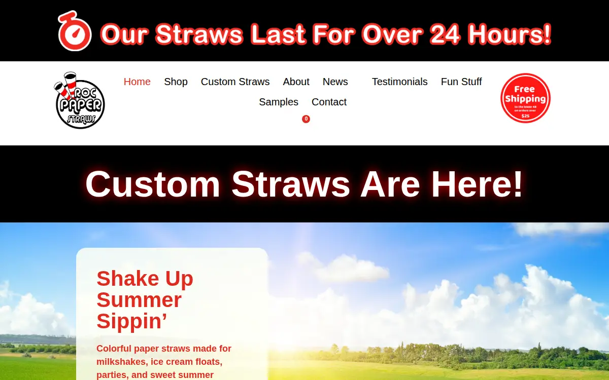 Homepage of Suck It Up Straws, INC.