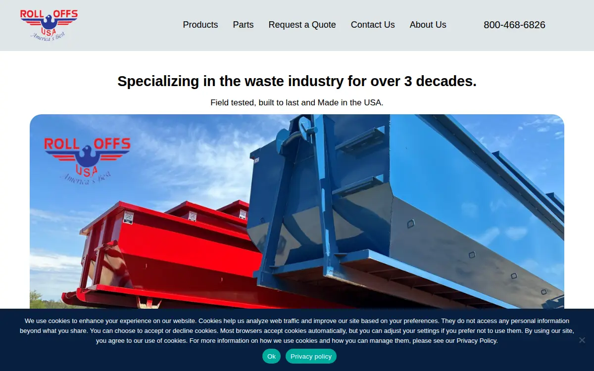 Homepage of Roll-offs of America, INC.