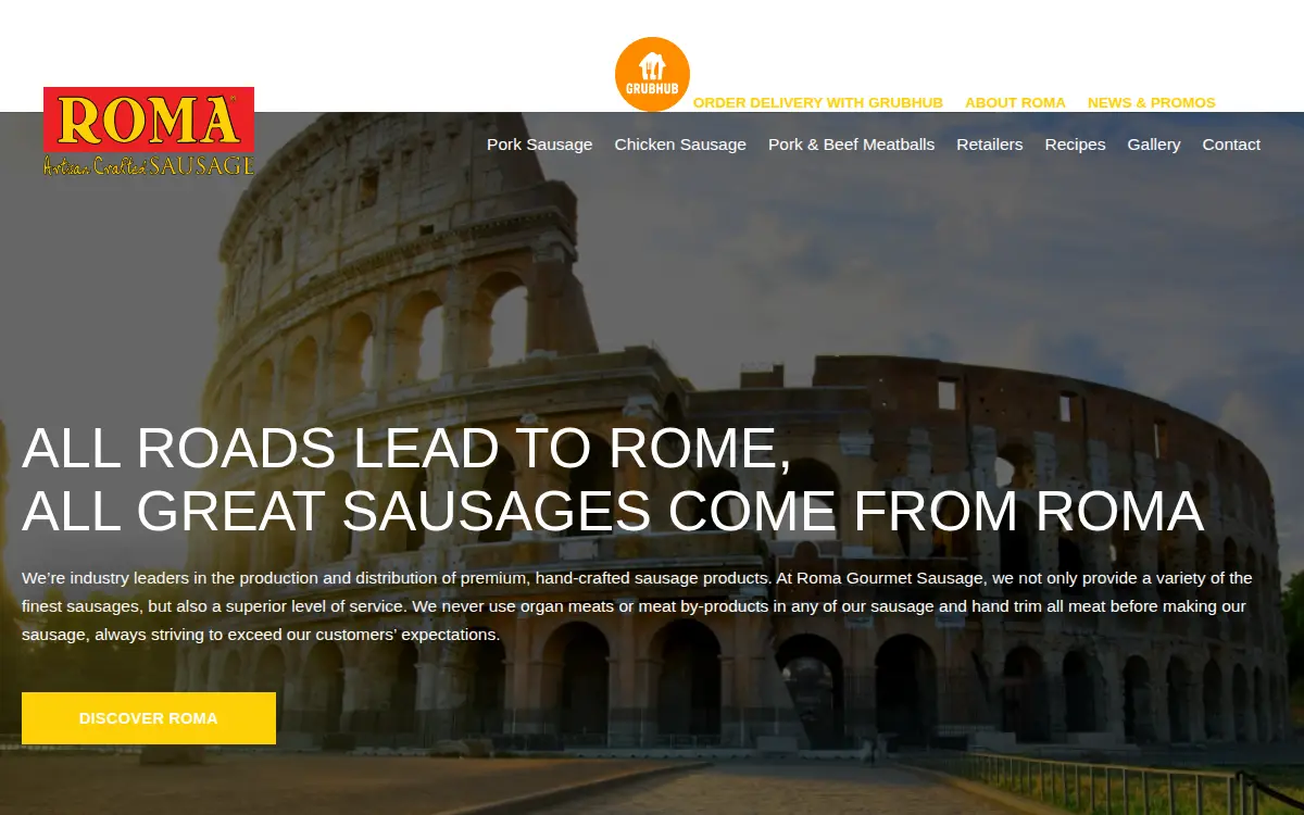 Homepage of Roma Gourmet Foods, LLC