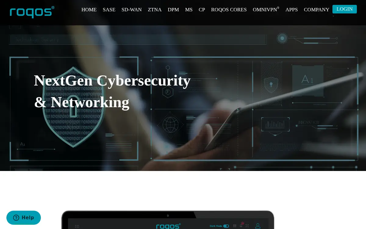 Homepage of Roqos, INC.
