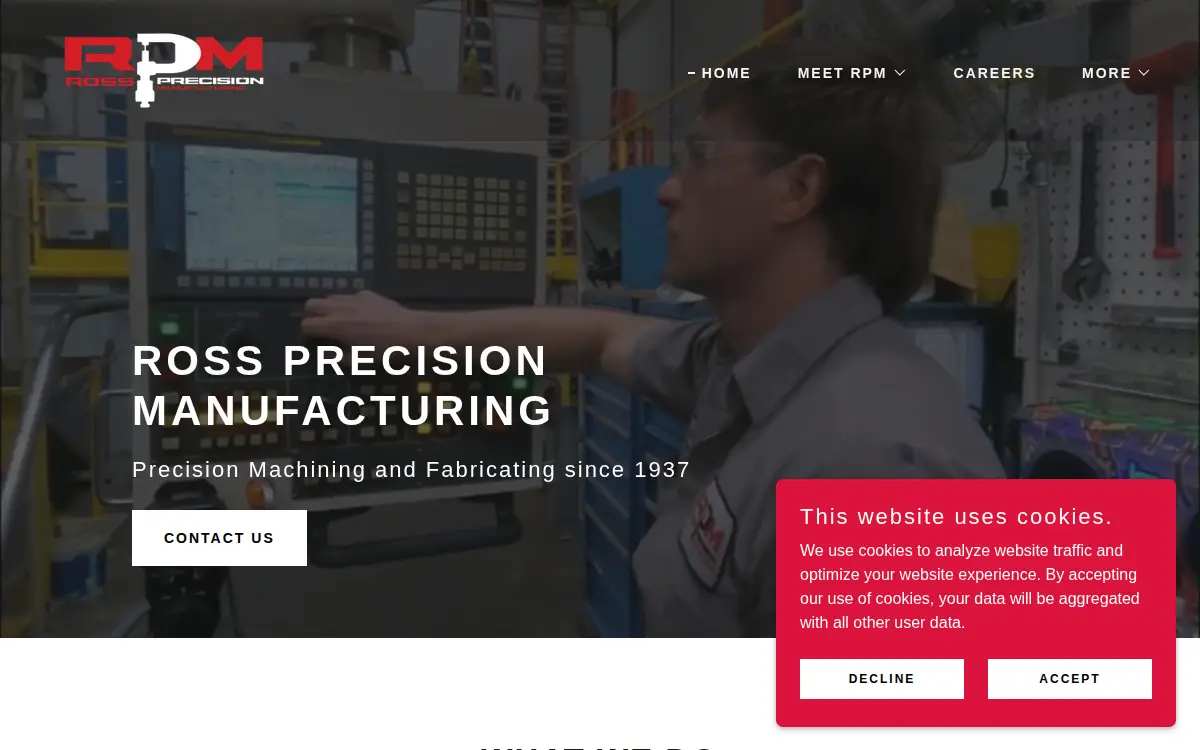 Homepage of Ross Precision Manufacturing INC