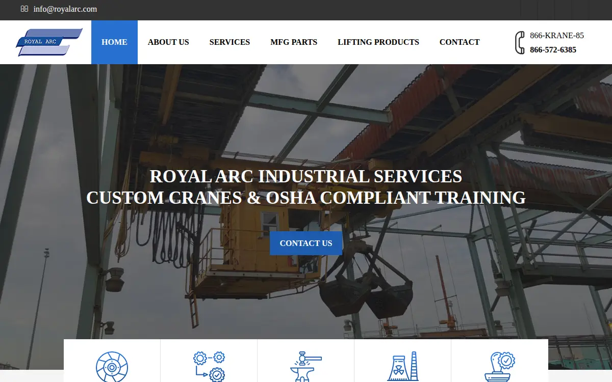 Homepage of Royal Arc Welding CO