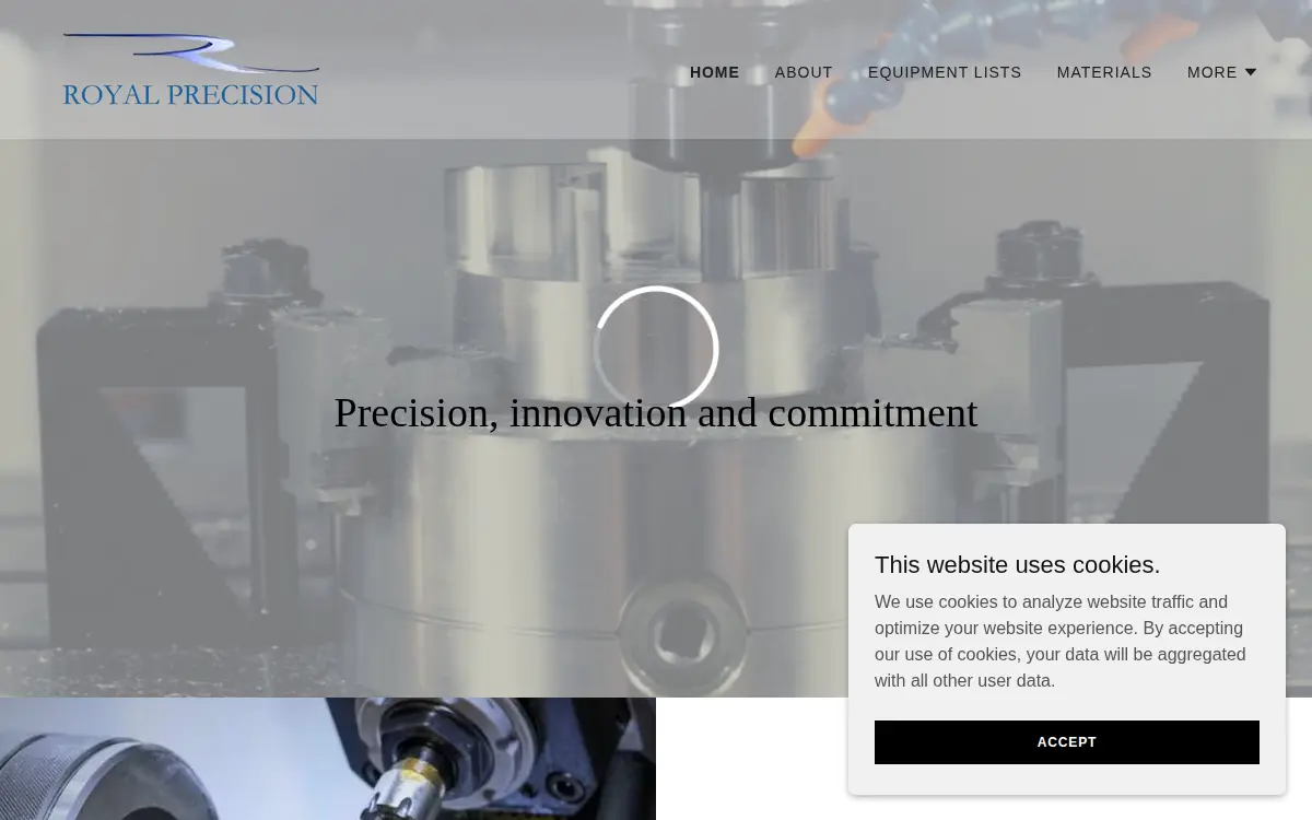 Homepage of Royal Precision LLC