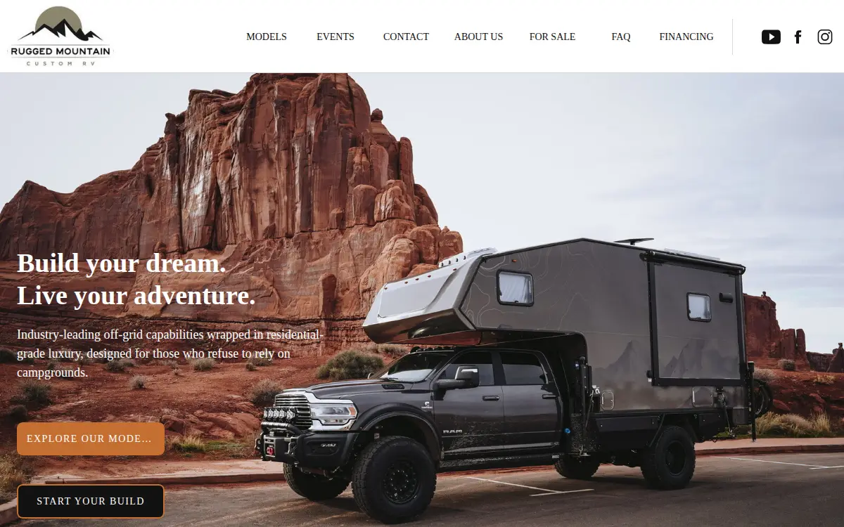 Homepage of Rugged Mountain Custom Rv, LLC