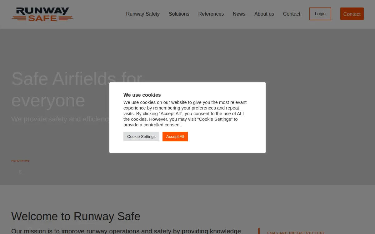Homepage of Runway Safe Defense LLC