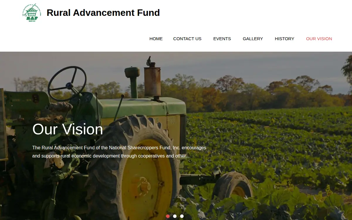 Homepage of Rural Advancement Fund of the National Sharecroppers Fund