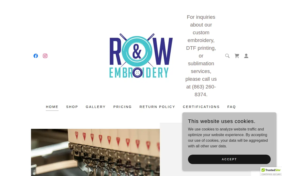 Homepage of R&w Embroidery LLC
