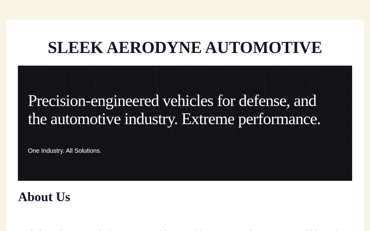 Homepage of Sleek Aerodyne Automotive LLC