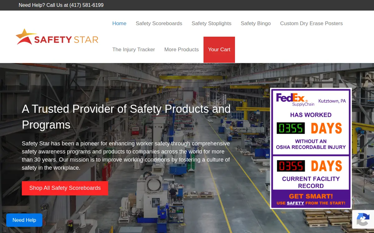 Homepage of Safety Star LLC