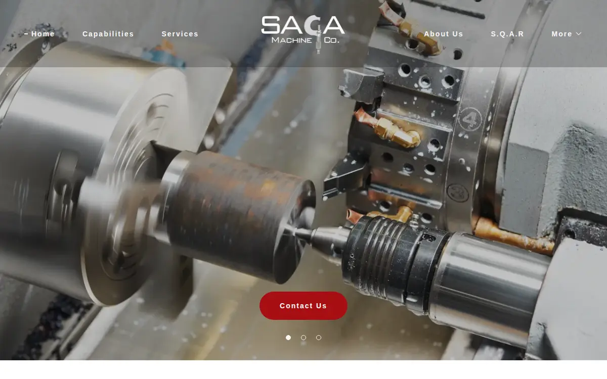 Homepage of Saga Machine Company, LLC