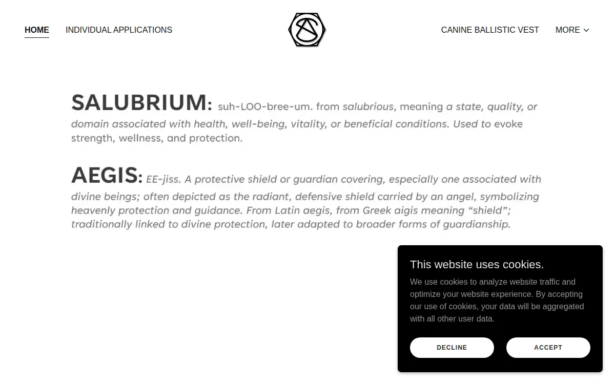 Homepage of Salubrium Aegis LLC
