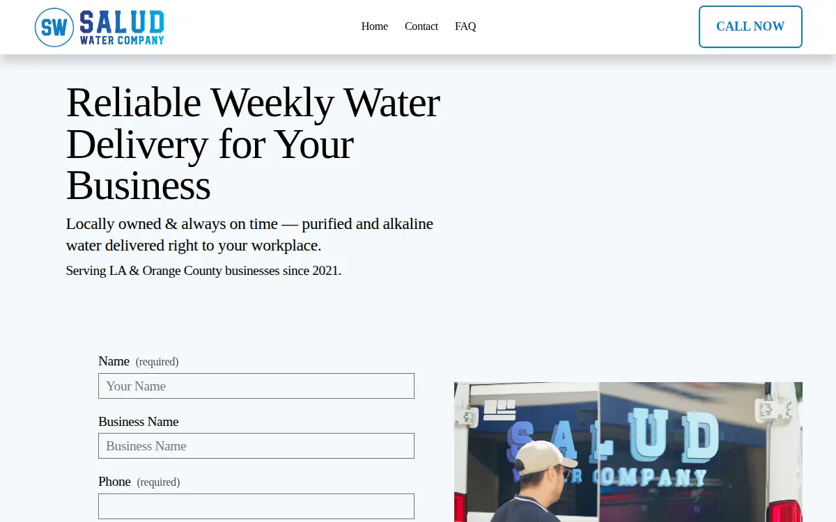 Homepage of Salud Water CO