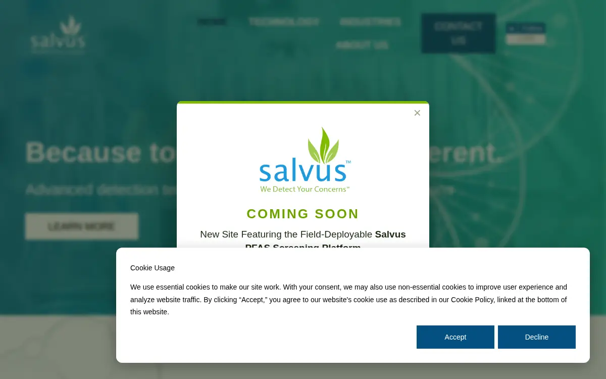 Homepage of Salvus LLC
