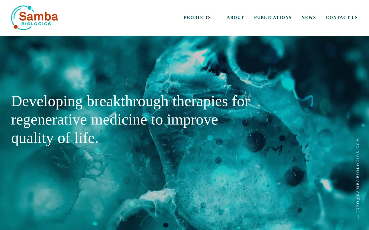 Homepage of Samba Biologics INC.